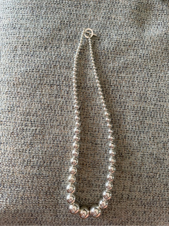 Chaps Jewelry - CHAPS Silver Tone Graduated Beaded Necklace Toggle Clasp